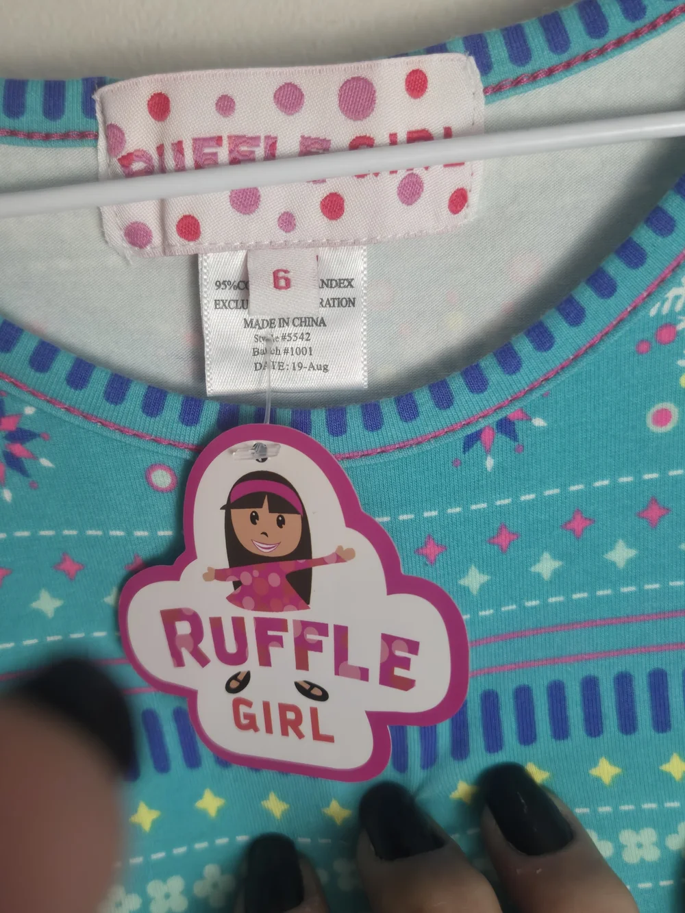 Ruffle Girl Teal Snowflake Tunic with Bright Pink Ruffle  Pants